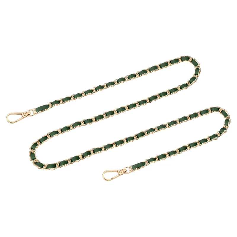 Purse Strap, 39" Leather for Shoulder and Cross Body Strap (Green, Gold)