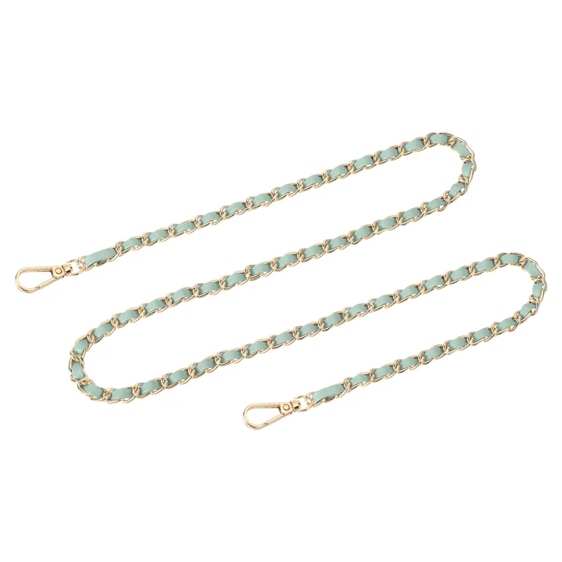 Purse Strap, 39" Leather for Shoulder and Cross Body Strap (Light Green, Gold)