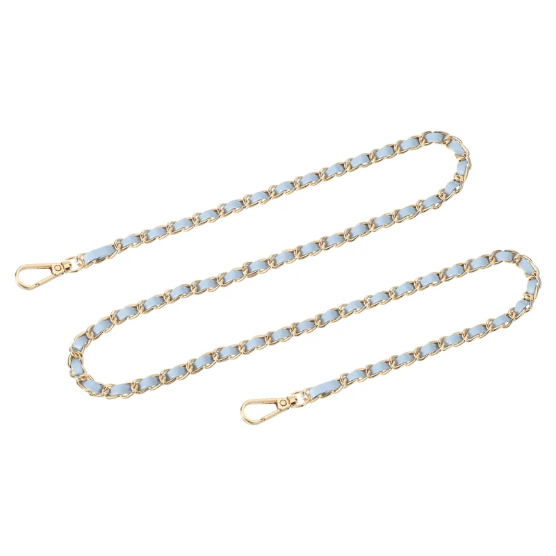 Purse Strap, 39" Leather for Shoulder and Cross Body Strap (Sky Blue, Gold)