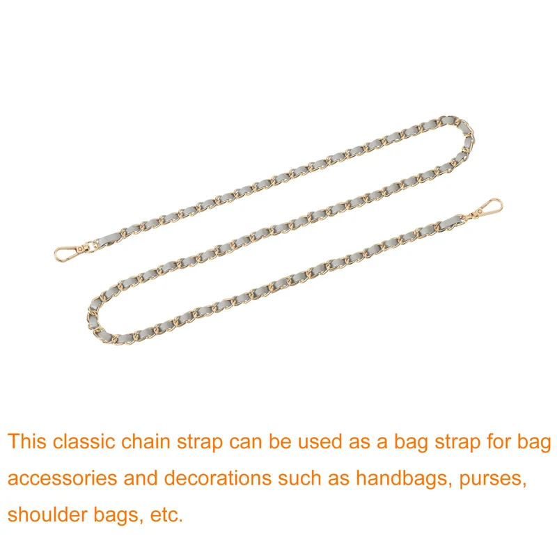Purse Strap, 39" Leather for Shoulder and Cross Body Strap (Gray, Gold)