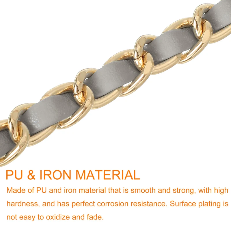 Purse Strap, 39" Leather for Shoulder and Cross Body Strap (Gray, Gold)