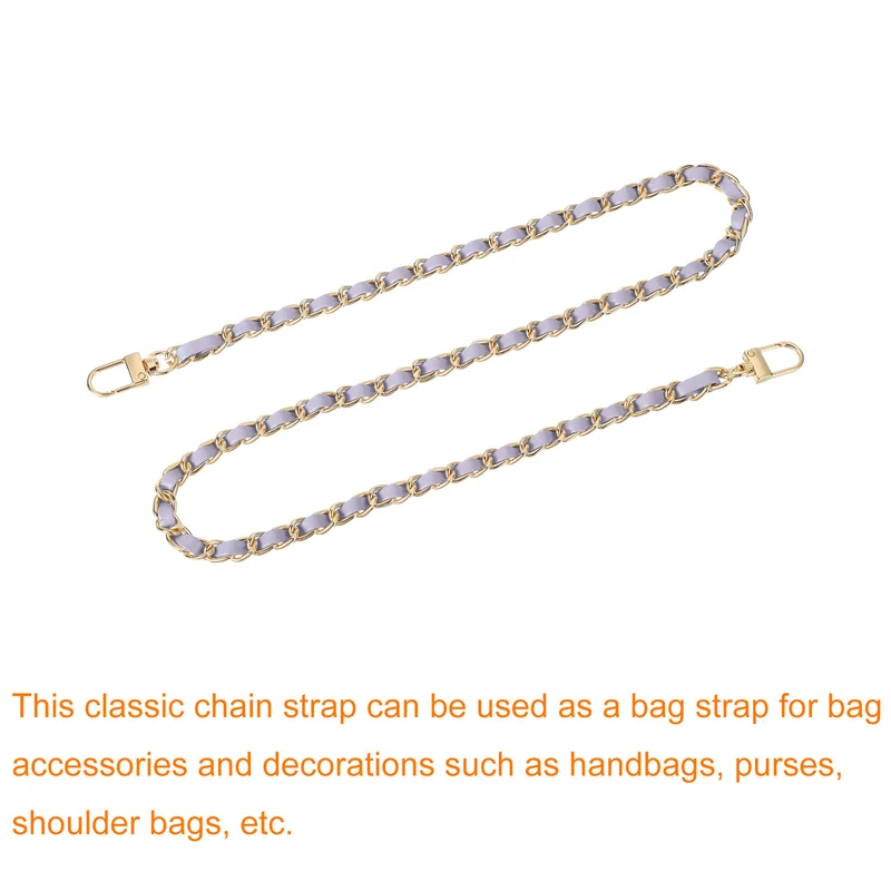 32" Purse Chain Strap with Buckles for Shoulder (Purple + Gold)