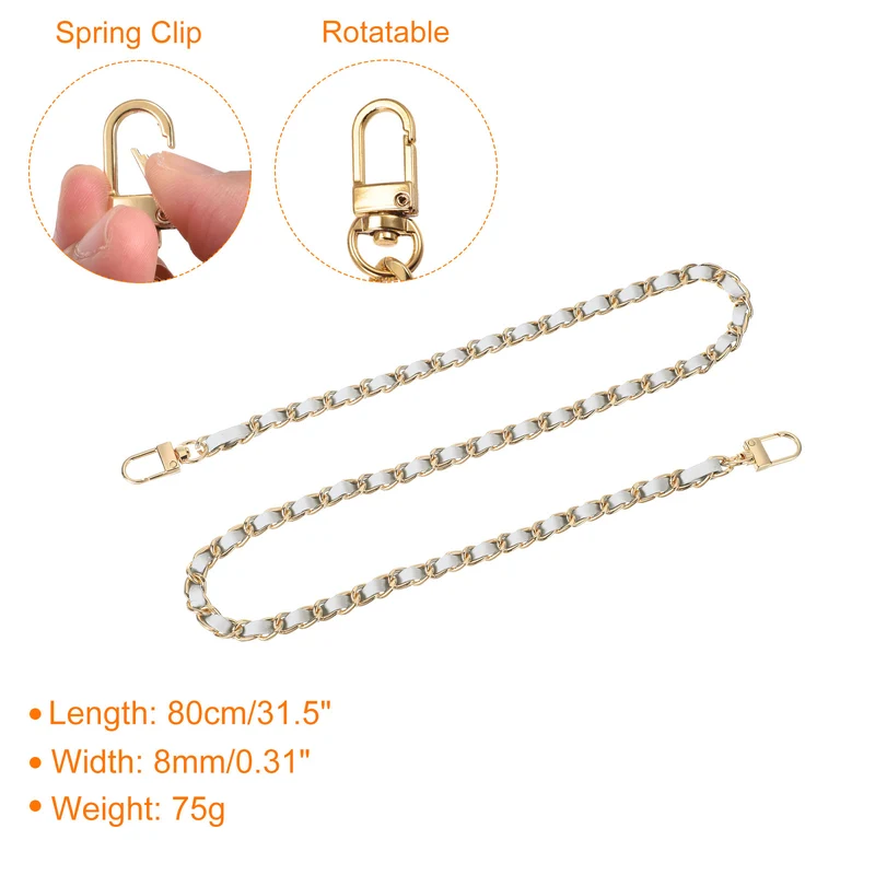 32" Purse Chain Strap with Buckles for Shoulder (Silver + Gold)