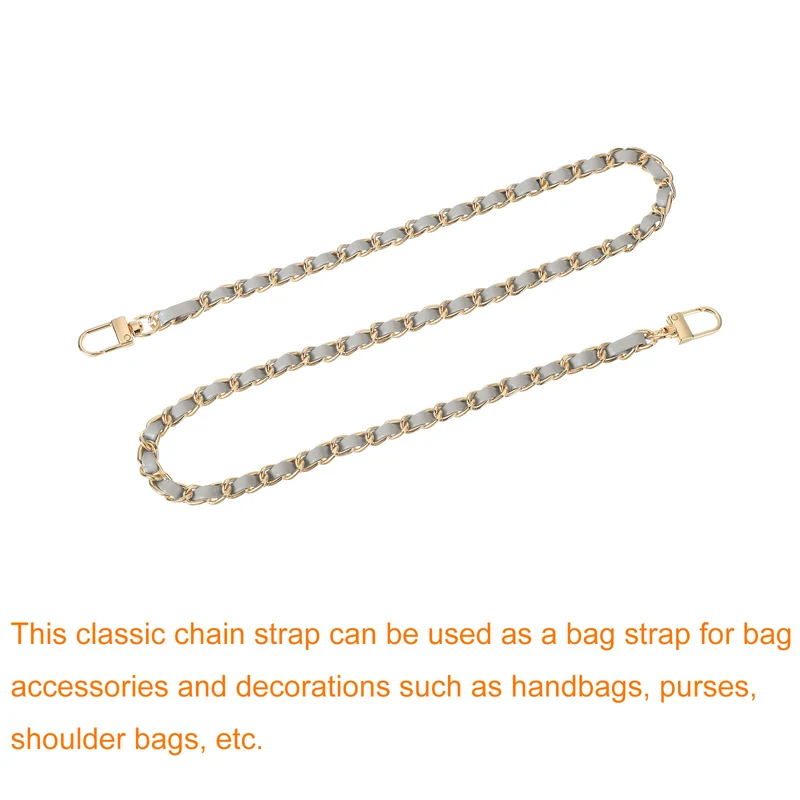 32" Purse Chain Strap with Buckles for Shoulder (Gray + Gold)