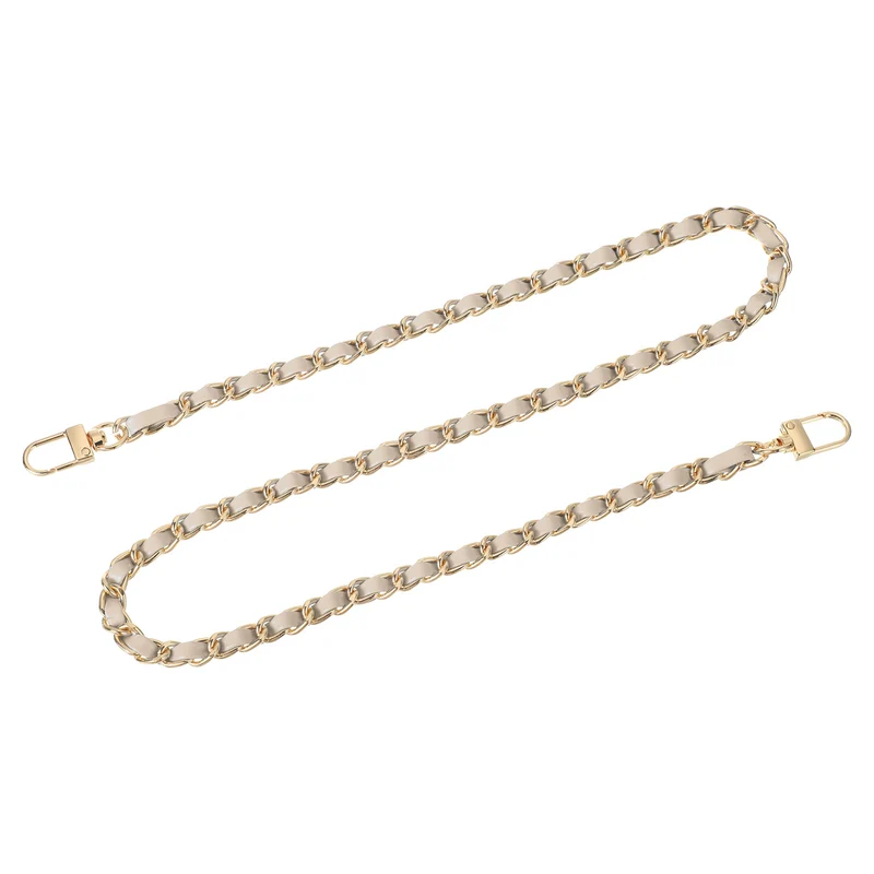 32" Purse Chain Strap with Buckles for Shoulder (Beige + Gold)