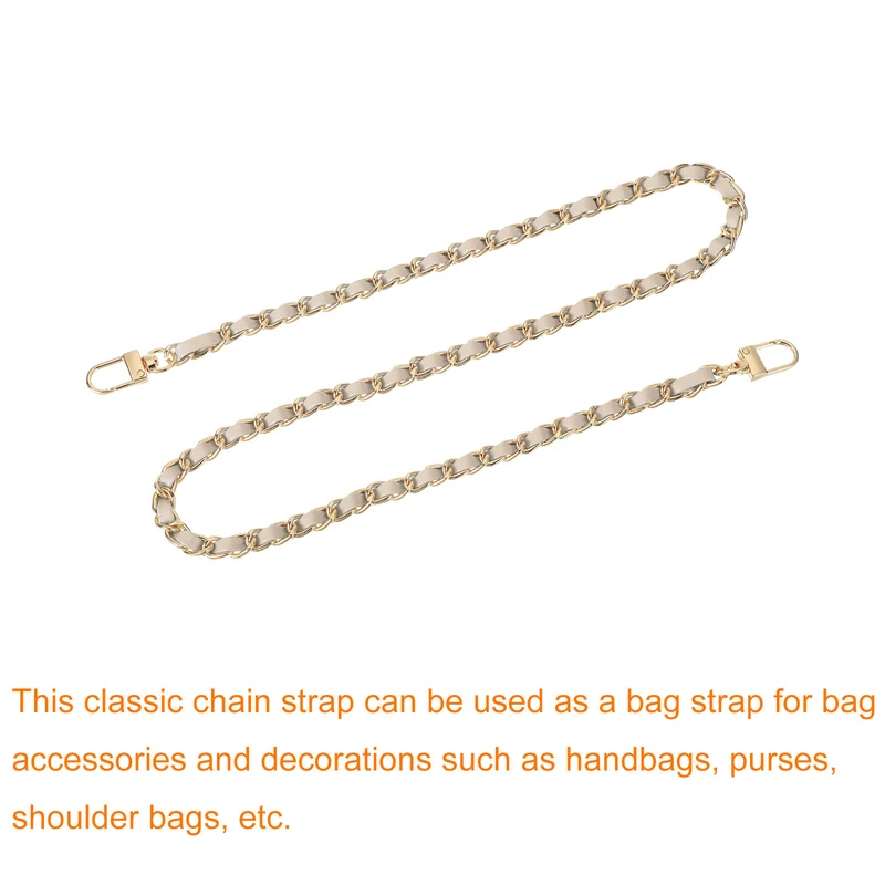 32" Purse Chain Strap with Buckles for Shoulder (Beige + Gold)