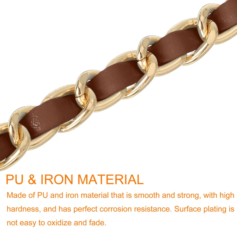 32" Purse Chain Strap with Buckles for Shoulder (Dark Brown + Gold)