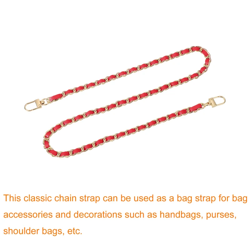 32" Purse Chain Strap with Buckles for Shoulder (Red + Gold)