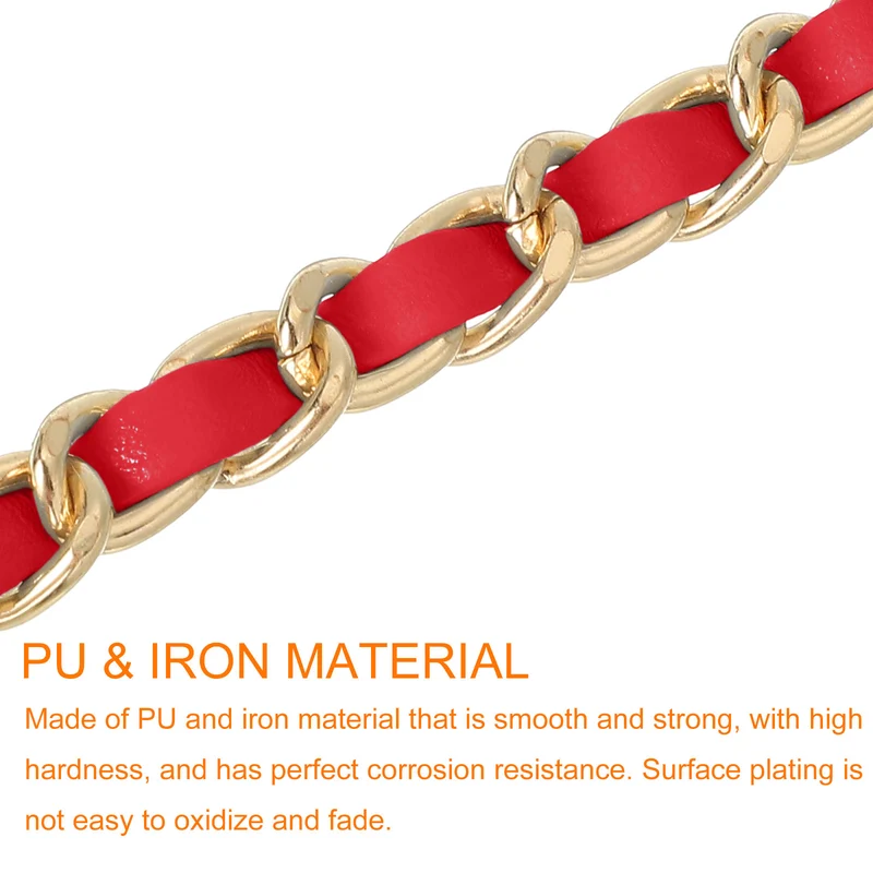 32" Purse Chain Strap with Buckles for Shoulder (Red + Gold)
