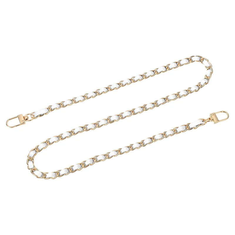 32" Purse Chain Strap with Buckles for Shoulder (White + Gold)