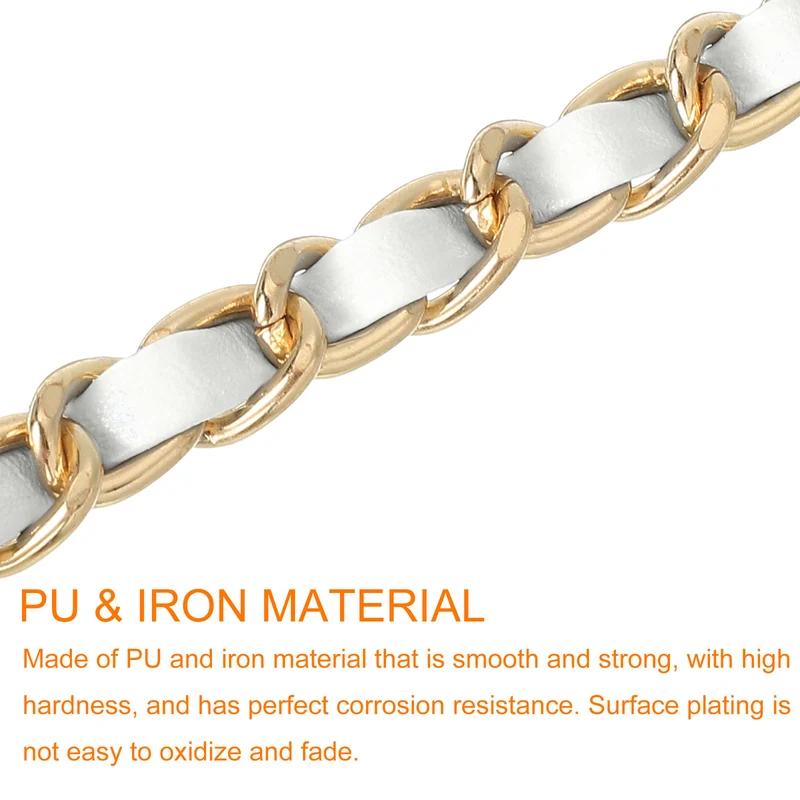 32" Purse Chain Strap with Buckles for Shoulder (White + Gold)