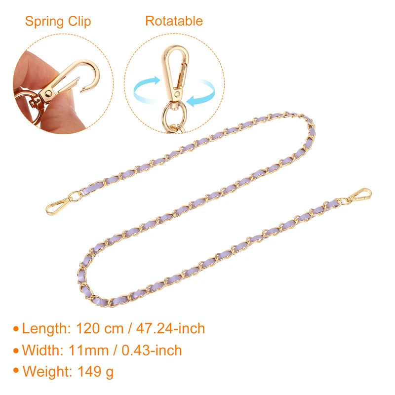47" Purse Strap with Buckle for Shoulder and Cross Body(Purple+Gold)