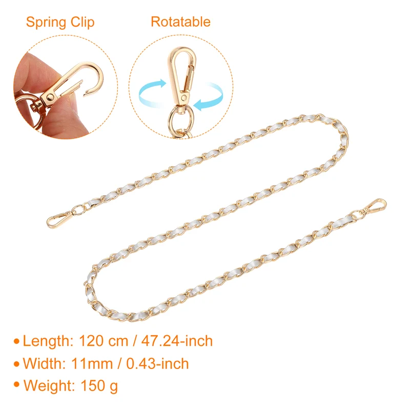 47" Purse Strap with Buckle for Shoulder and Cross Body(Silver+Gold)