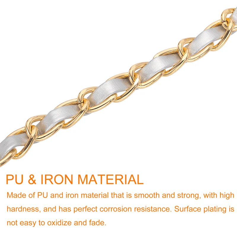 47" Purse Strap with Buckle for Shoulder and Cross Body(Silver+Gold)