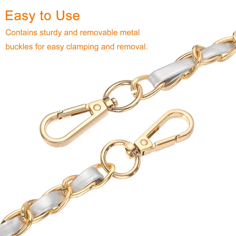 47" Purse Strap with Buckle for Shoulder and Cross Body(Silver+Gold)