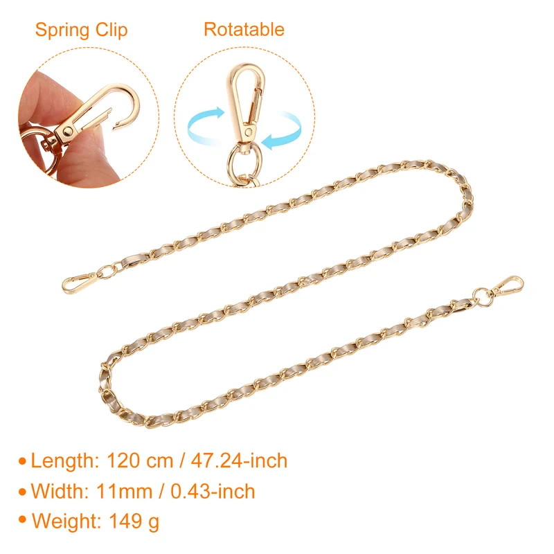 47" Purse Strap with Buckle for Shoulder and Cross Body(Gold+Gold)
