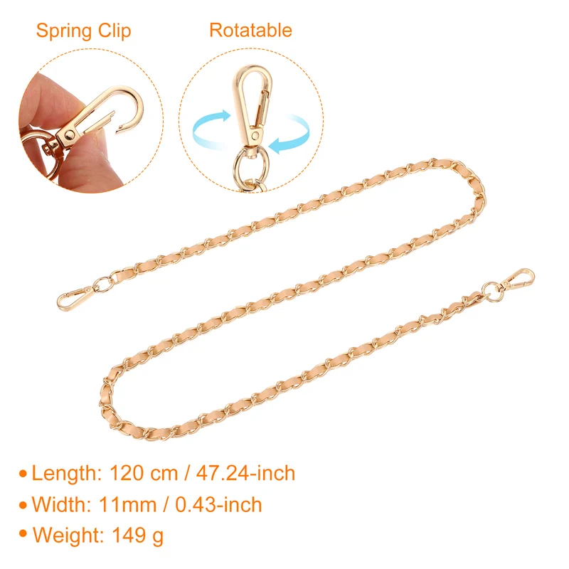 47" Purse Strap with Buckle for Shoulder and Cross Body(Khaki+Gold)
