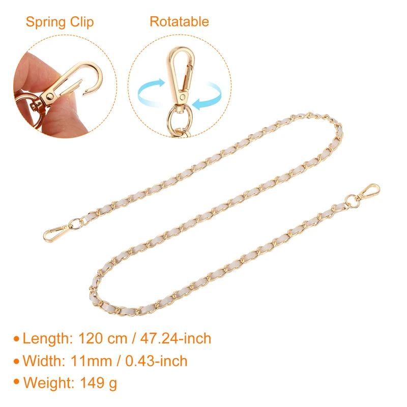 47" Purse Strap with Buckle for Shoulder and Cross Body(Beige+Gold)