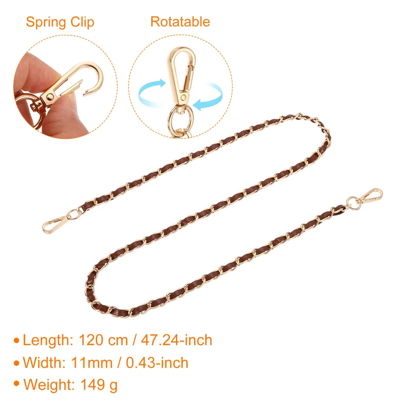 47" Purse Strap with Buckle for Shoulder and Cross Body(Dark Brown+Gold)