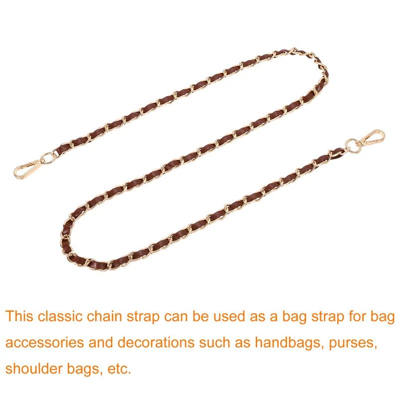 47" Purse Strap with Buckle for Shoulder and Cross Body(Dark Brown+Gold)