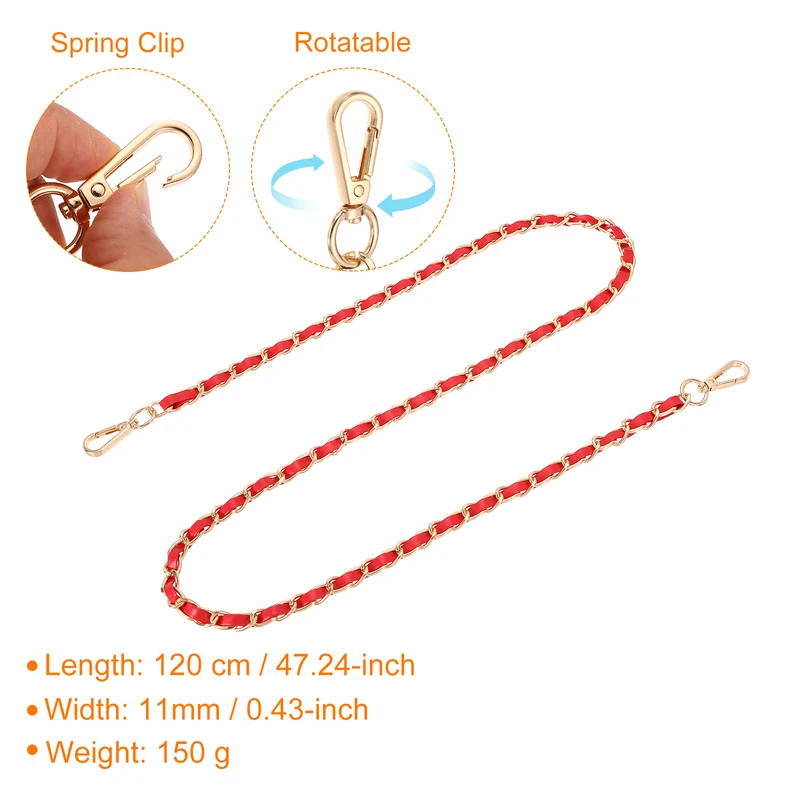 47" Purse Strap with Buckle for Shoulder and Cross Body(Red+Gold)