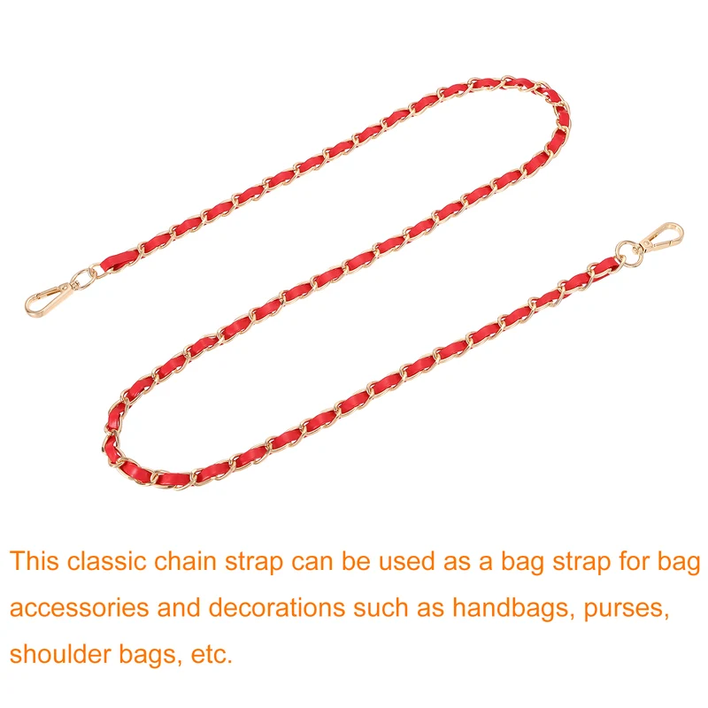 47" Purse Strap with Buckle for Shoulder and Cross Body(Red+Gold)