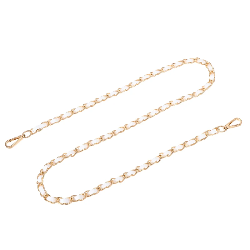 47" Purse Strap with Buckle for Shoulder and Cross Body(White+Gold)