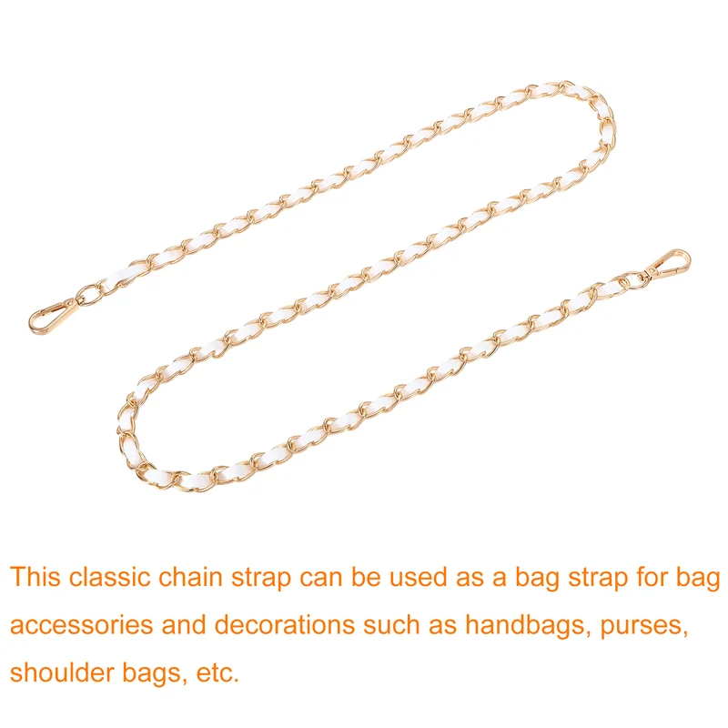 47" Purse Strap with Buckle for Shoulder and Cross Body(White+Gold)