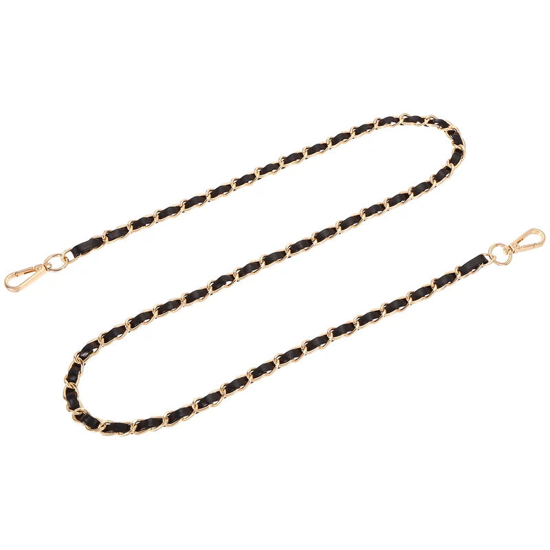 47" Purse Strap with Buckle for Shoulder and Cross Body(Black+Gold)