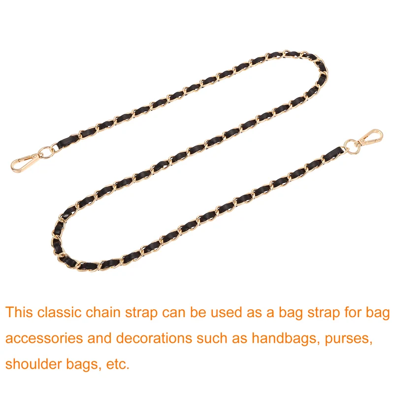 47" Purse Strap with Buckle for Shoulder and Cross Body(Black+Gold)