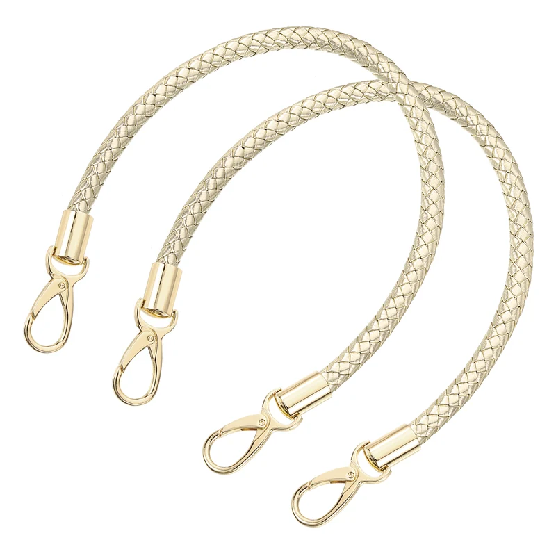 2Pcs 50cm Short Leather PU Braided Purse Replacement (Light Gold, Gold)
