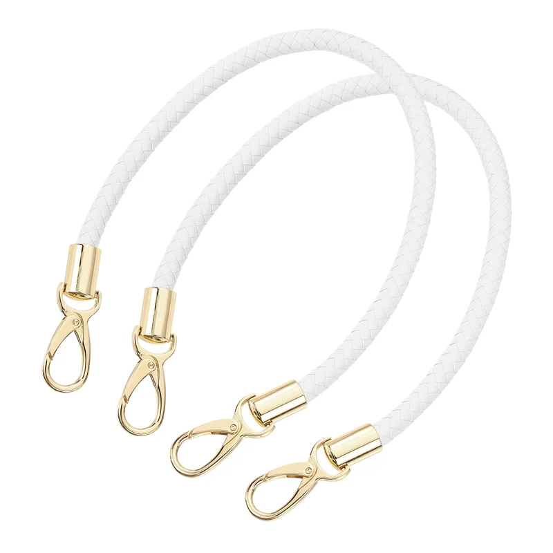 2Pcs 50cm Short Leather PU Braided Purse Replacement White Gold