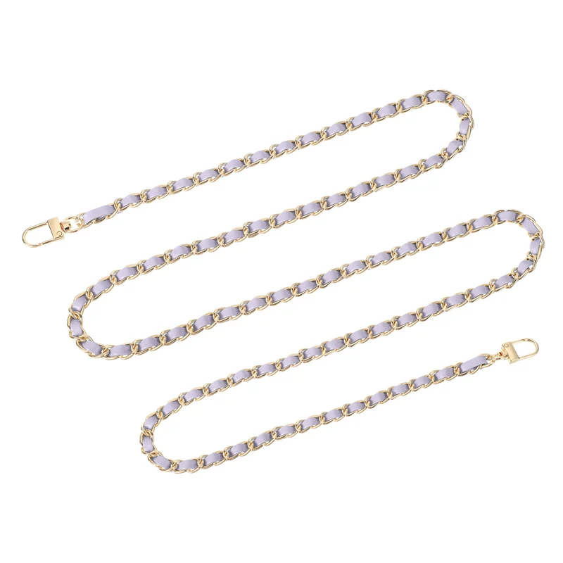 55" Purse Chain Strap with Buckles for Shoulder and Cross Body (Purple + Gold)