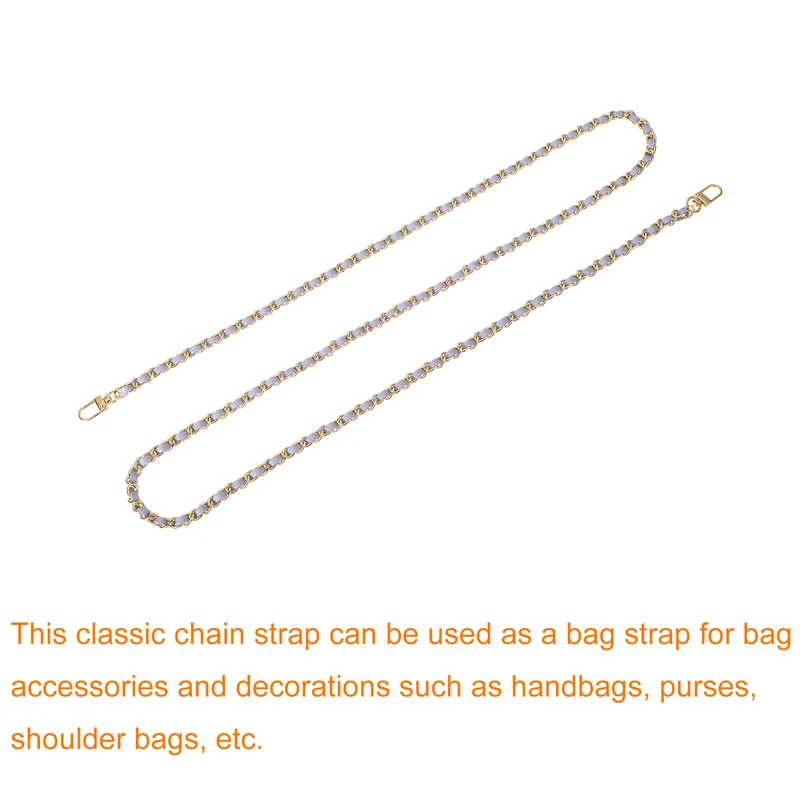 55" Purse Chain Strap with Buckles for Shoulder and Cross Body (Purple + Gold)