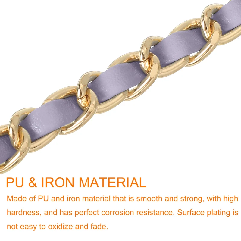 55" Purse Chain Strap with Buckles for Shoulder and Cross Body (Purple + Gold)