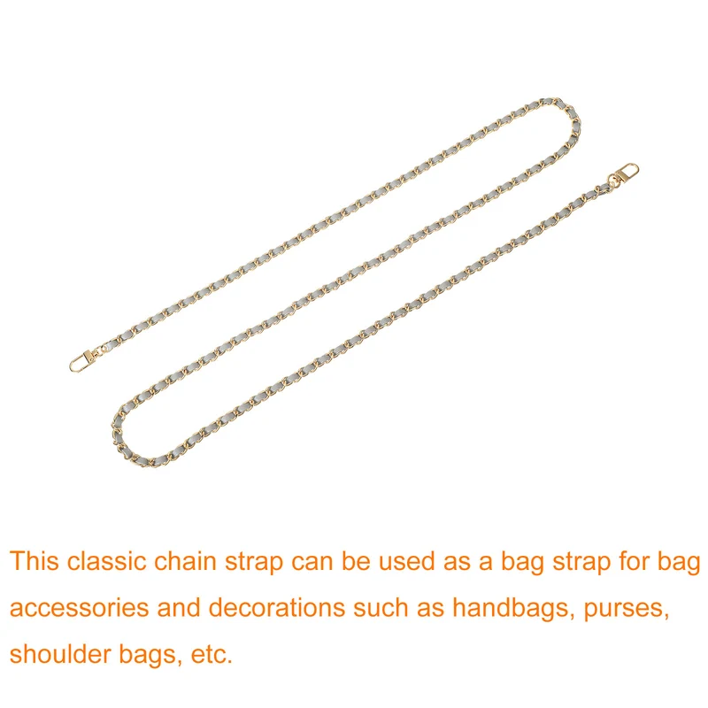 55" Purse Chain Strap with Buckles for Shoulder and Cross Body (Gray + Gold)