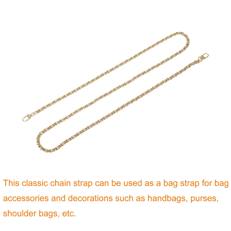 55" Purse Chain Strap with Buckles for Shoulder and Cross Body (Khaki + Gold)