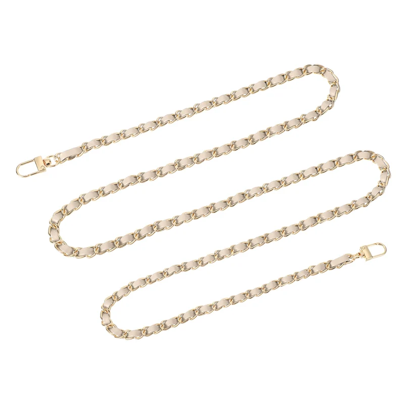 55" Purse Chain Strap with Buckles for Shoulder and Cross Body Beige Gold