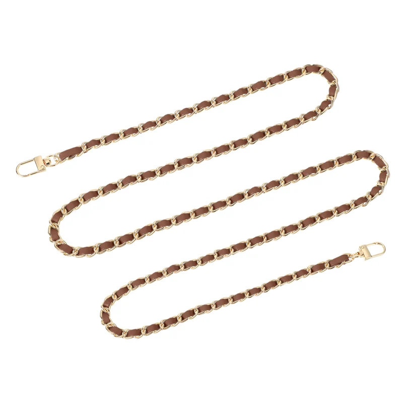 55" Purse Chain Strap with Buckles for Shoulder Cross Body Dark Brown Gold