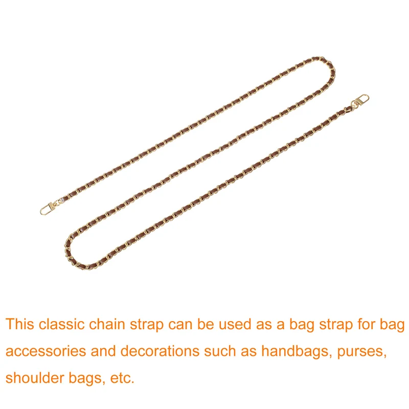 55" Purse Chain Strap with Buckles for Shoulder Cross Body Dark Brown Gold