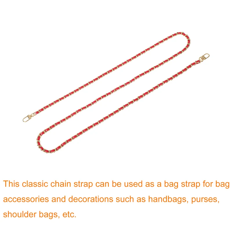 55" Purse Chain Strap with Buckles for Shoulder and Cross Body (Red + Gold)