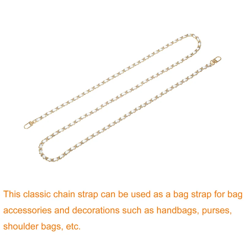 55" Purse Chain Strap with Buckles for Shoulder and Cross Body (White + Gold)