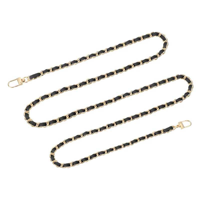 55" Purse Chain Strap with Buckles for Shoulder and Cross Body Black Gold