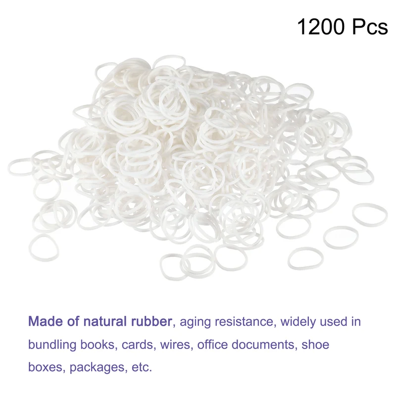 Rubber Band White Stretchable Rubber Elastic Band 0.5inch Dia with S-Clips for Home Office, Pack of 1200