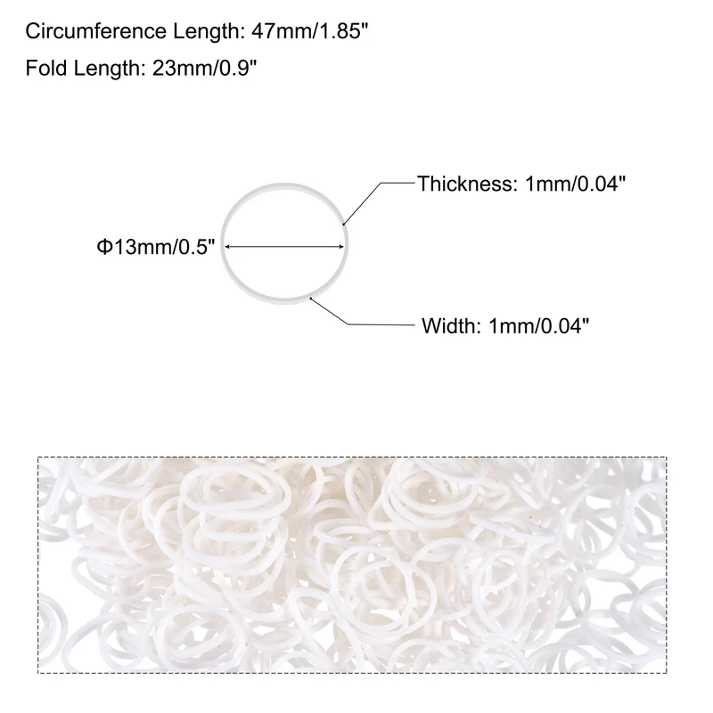 White Rubber Band 0.5inch Dia for Home Office, Pack of 600