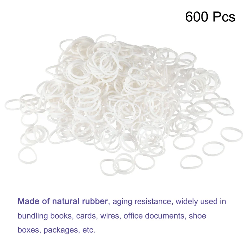 White Rubber Band 0.5inch Dia for Home Office, Pack of 600