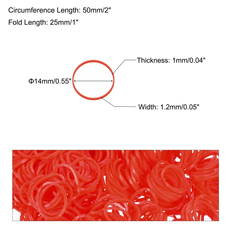 Rubber Band Red Stretchable Rubber Elastic Band 0.55inch Dia with S-Clips for Home Office, Pack of 600