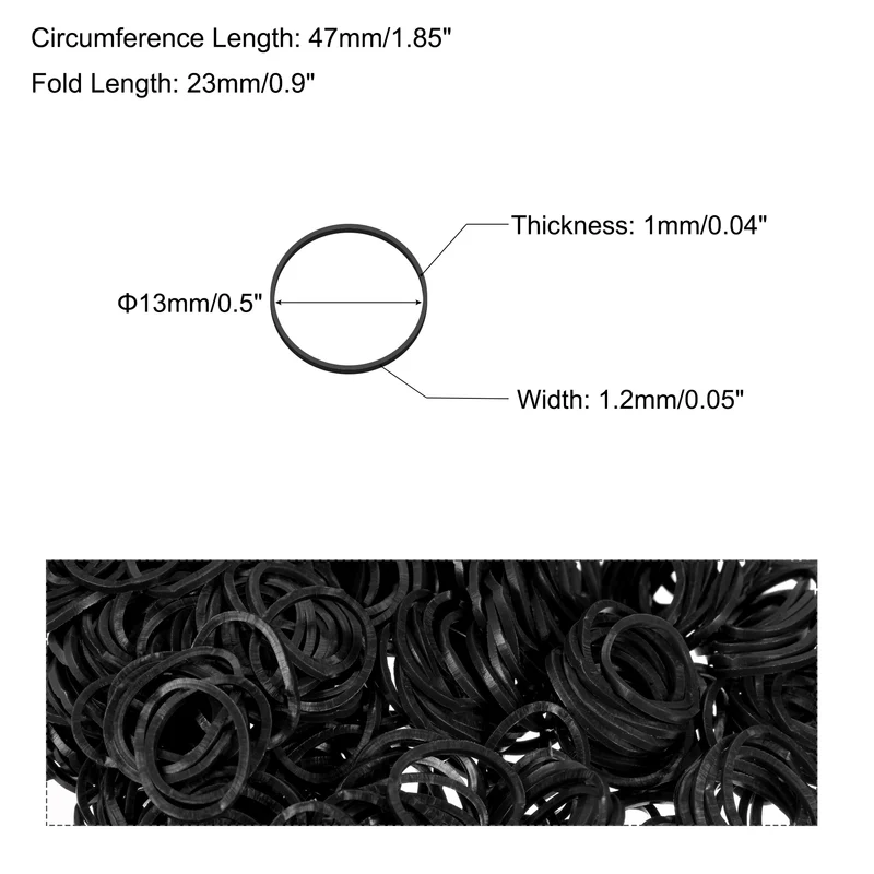Rubber Band Black Stretchable Rubber Elastic Band 0.5inch Dia with S-Clips for Home Office, Pack of 1200