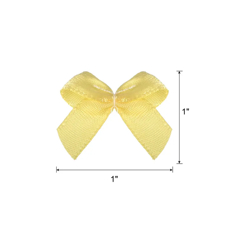 100Pack Mini Ribbon Bows 1" Mini Fabric Satin Ribbon Flower Bows Yellow