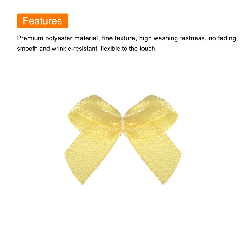 100Pack Mini Ribbon Bows 1" Mini Fabric Satin Ribbon Flower Bows Yellow